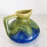 Small vintage blue and green vase – 1950s ceramic