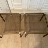 Side tables in striated gilded metal