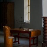 Scandinavian extendable table for writing or dining with a drawer, early 20th century.