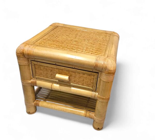 2 tables de chevet / tables d'appoint en bambou / années 1980