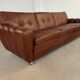 Retro vintage Danish 3 person Svend Skipper sofa in chestnut brown leather