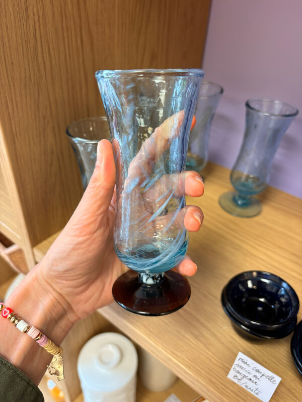 Lot de 5 flûtes à champagne / verres à jus en verre soufflé artisanal
