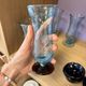 Set of 5 champagne flutes / hand-blown glass juice glasses.