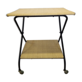 Vintage metal and straw/wicker serving trolley