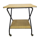Vintage metal and straw/wicker serving trolley