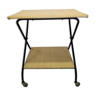 Vintage metal and straw/wicker serving trolley