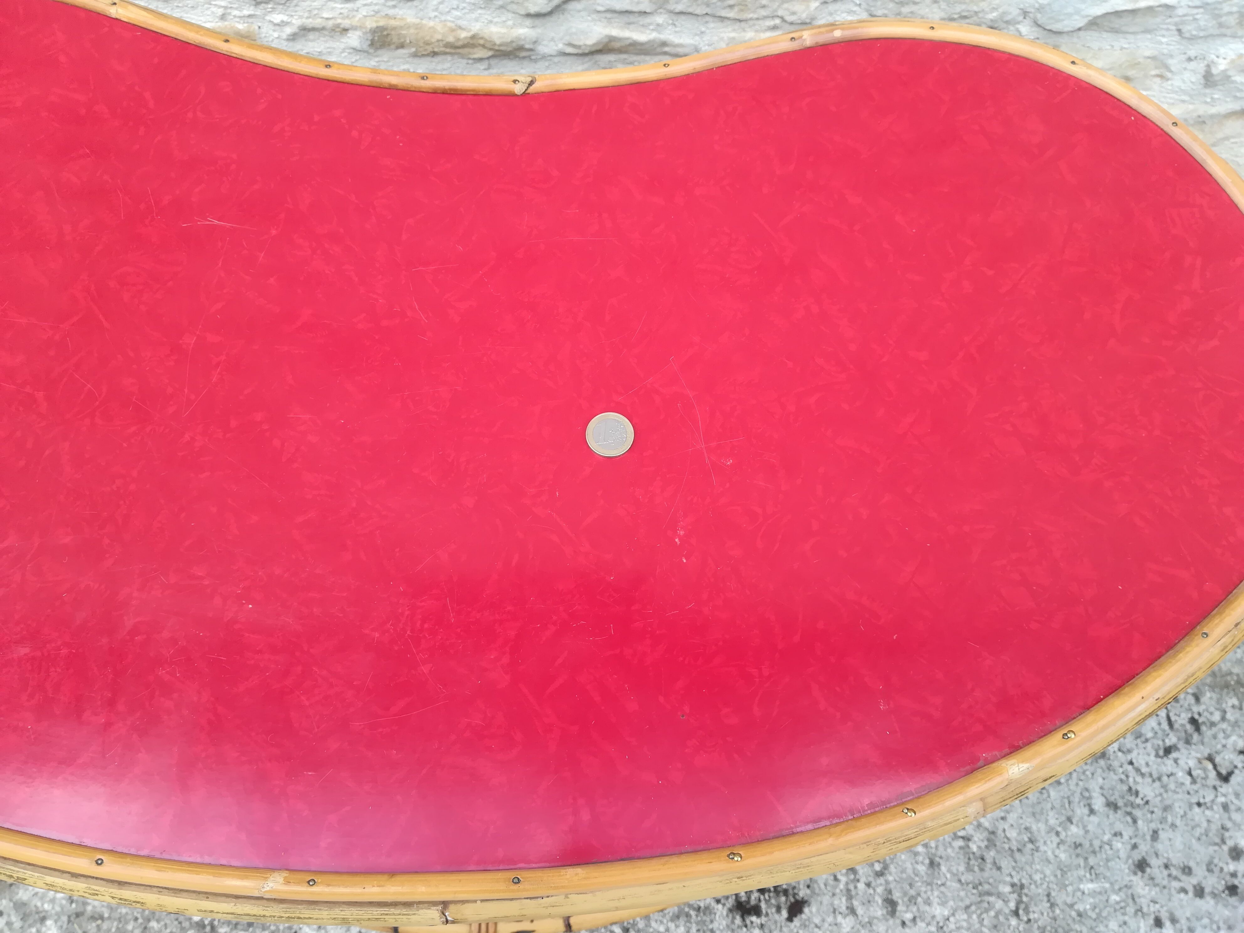 Bamboo tiki bar and two stools