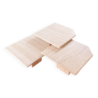 Travertine nesting tables, Italy, 1970s.