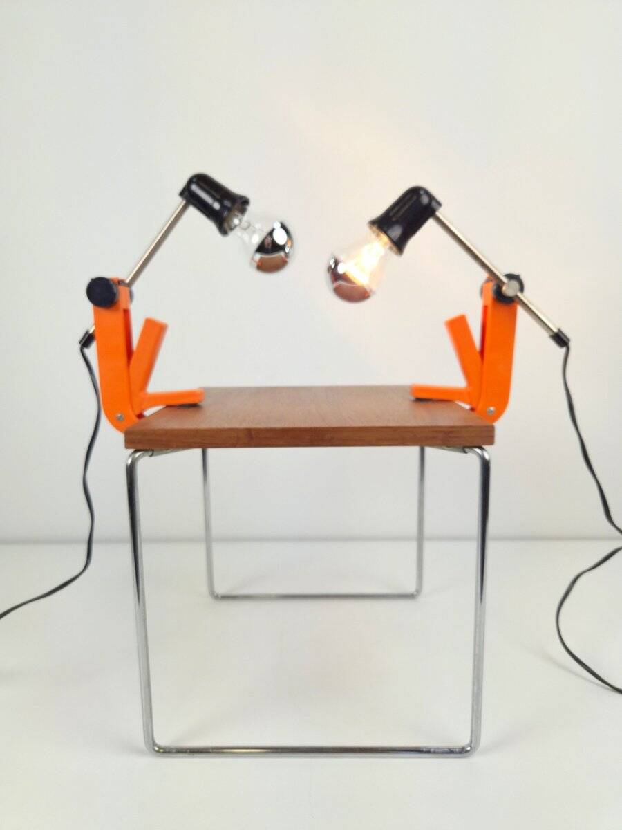 Lampes à pince Revue type 2323, orange, 1970, lot de 2