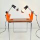 Lampes à pince Revue type 2323, orange, 1970, lot de 2