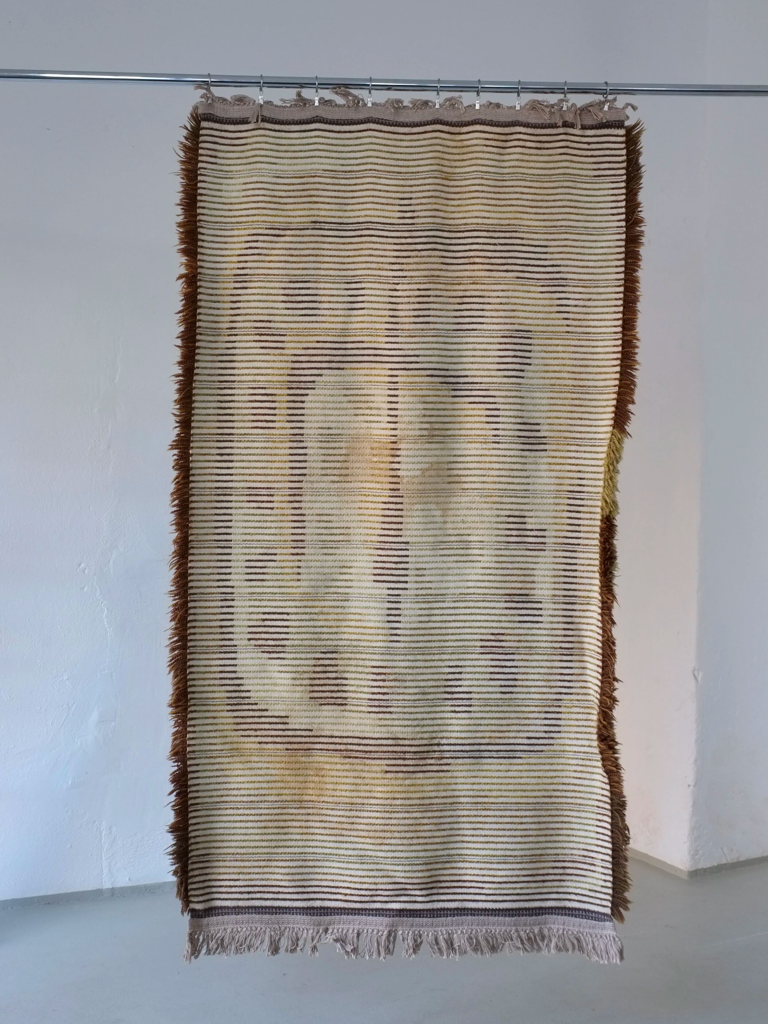 Tapis rya suédois en laine brune | Années 1960