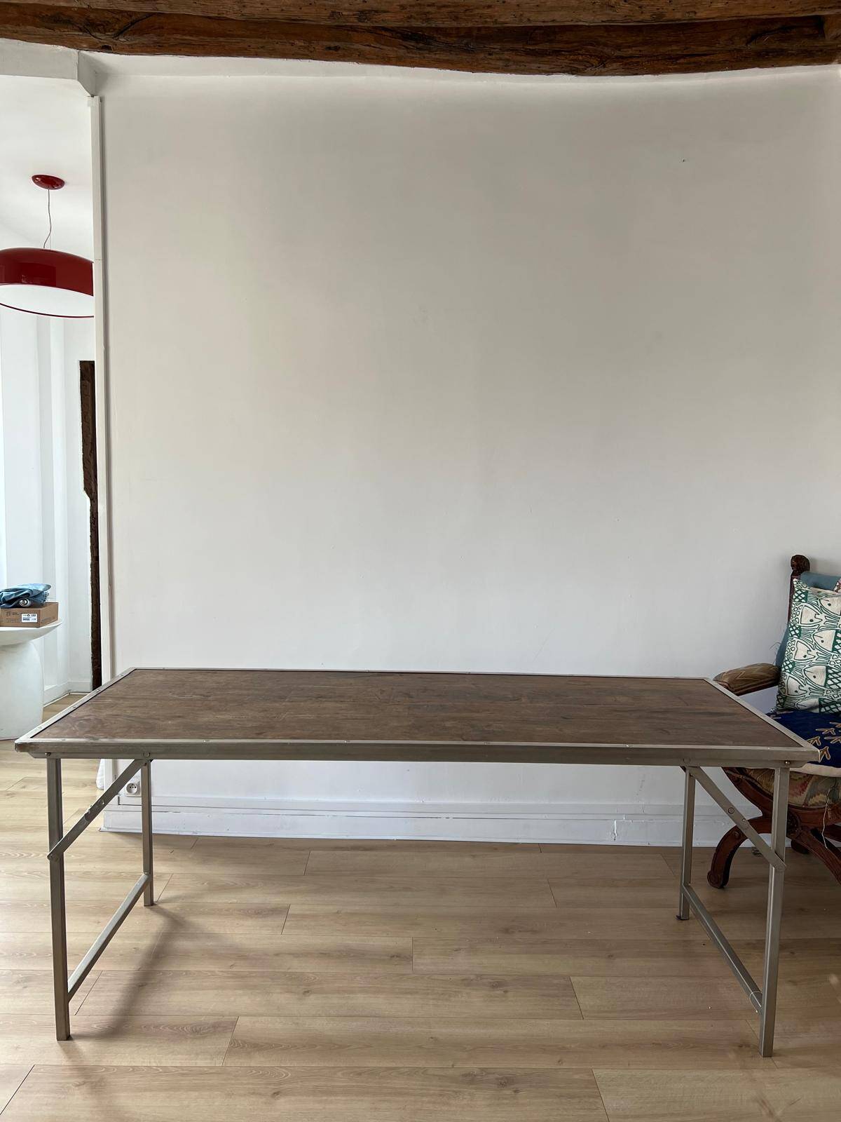 Folding industrial-style dining table
