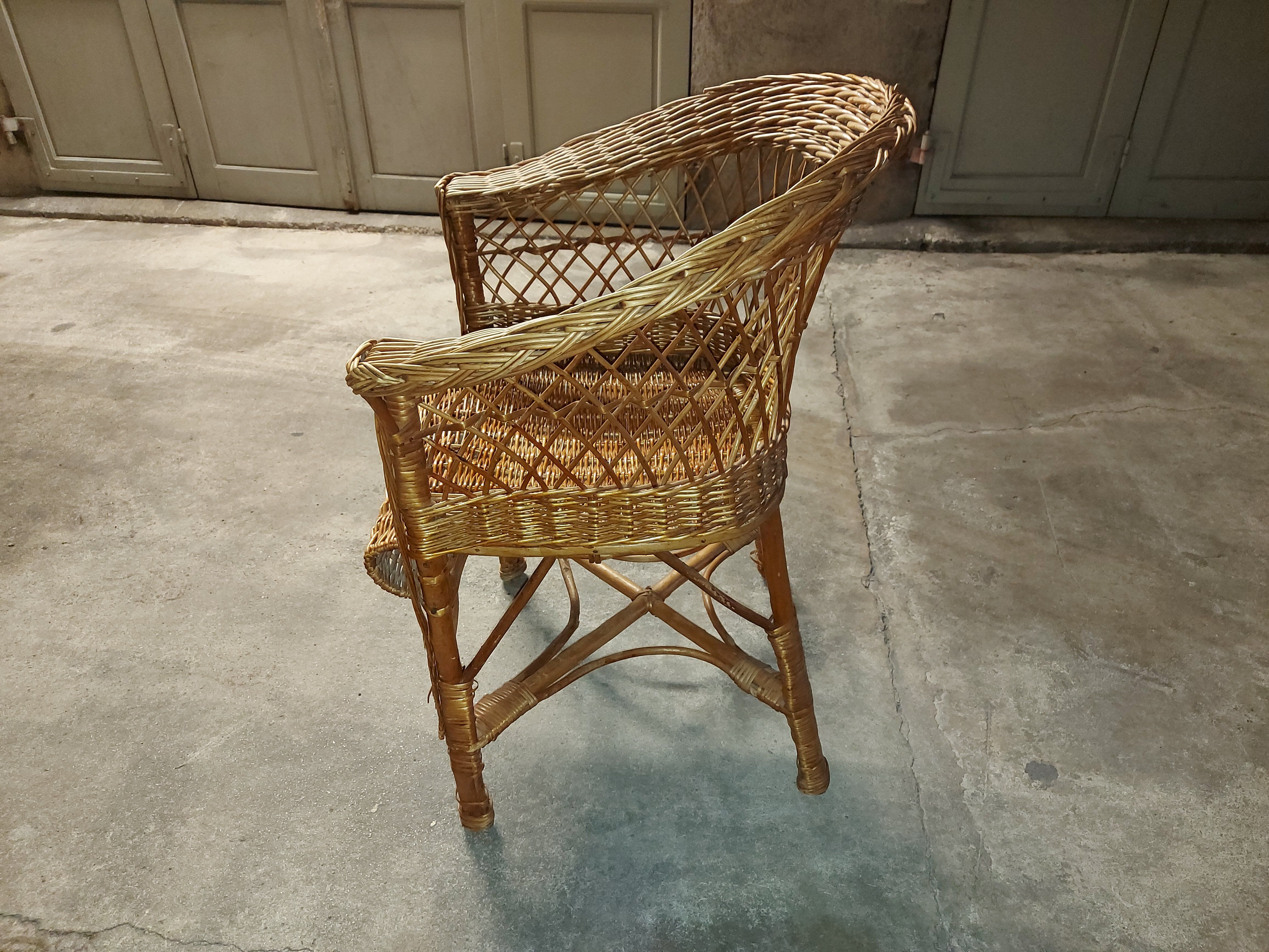 Fauteuil en rotin vintage