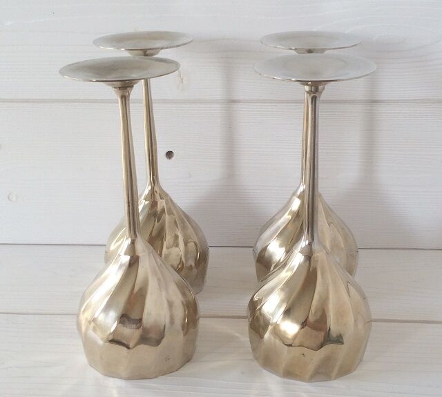 Lot of 4 vintage copper and silver glasses from the 70s