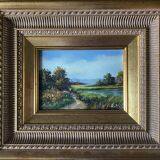 Paintings during HSP "Animated landscapes / river" signed Lefranc + frame XX°