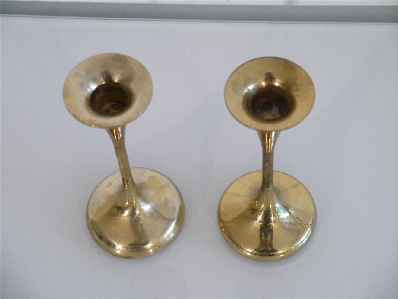 Pair of Danish brass candle holders by Hyslop 1970