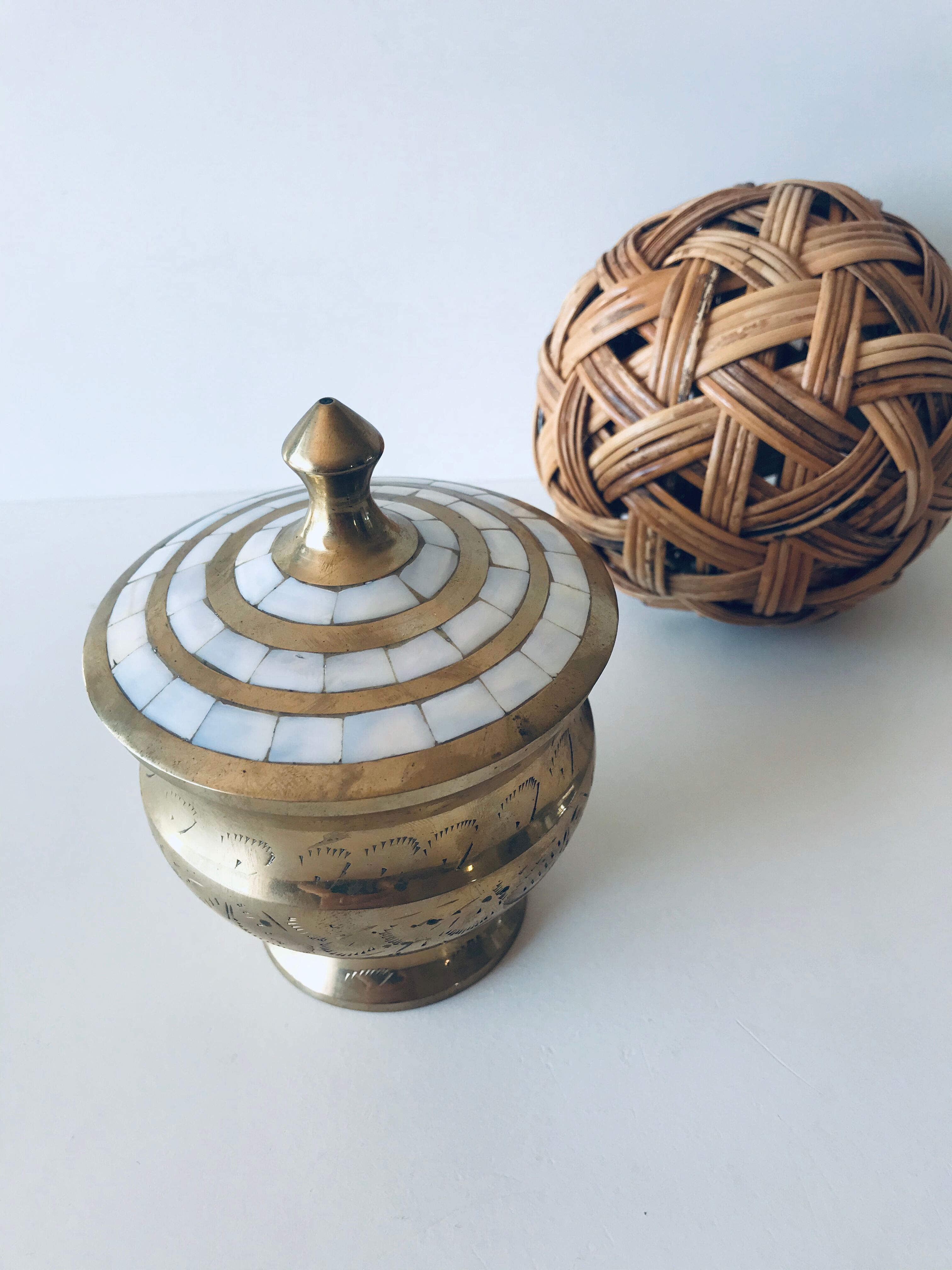 Brass and mother-of-pearl box