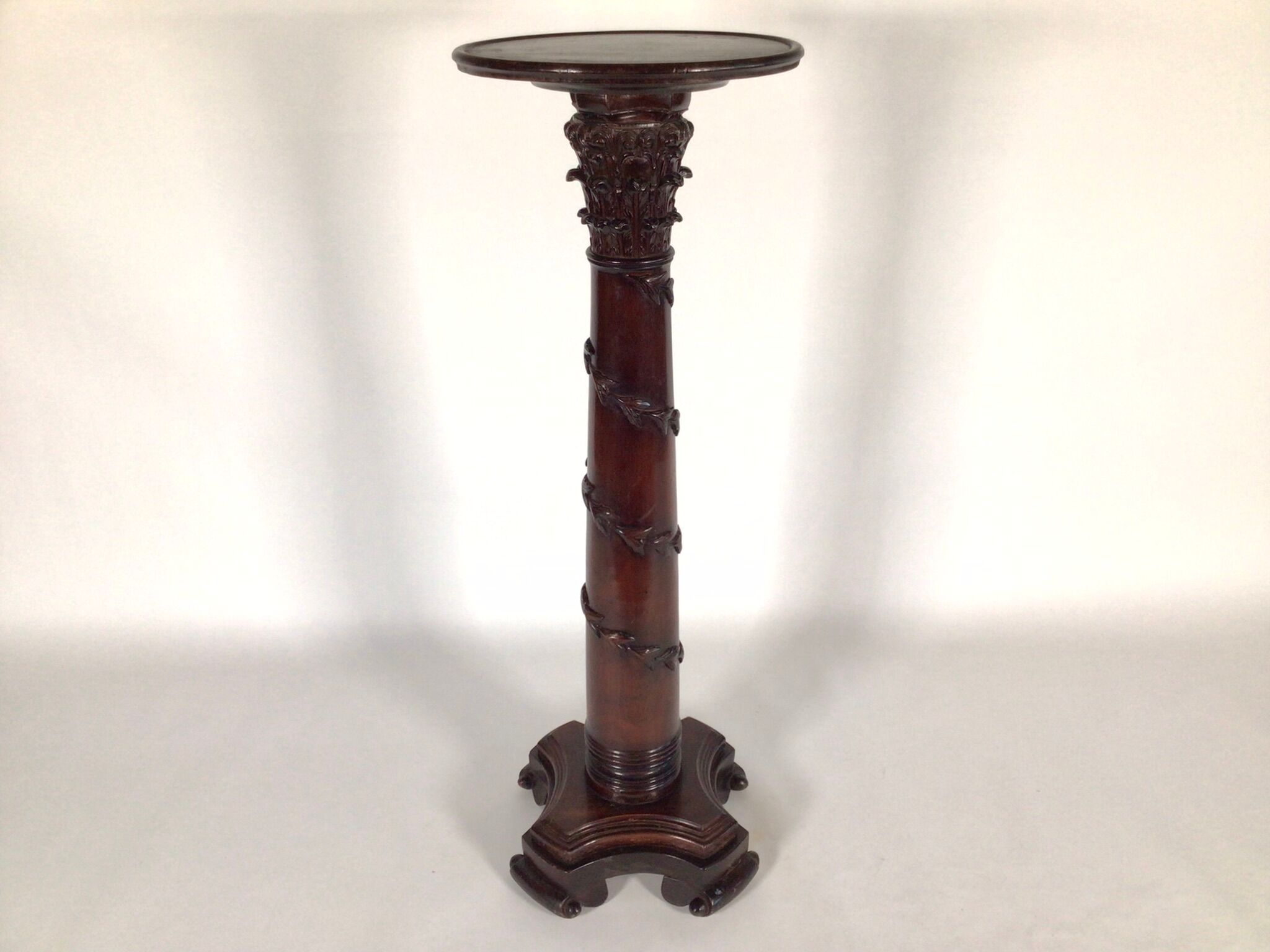 Oak carved plant stand