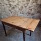 Table vintage française en pin avec rallonge latérale vers 1930, table de cuisine ou bureau