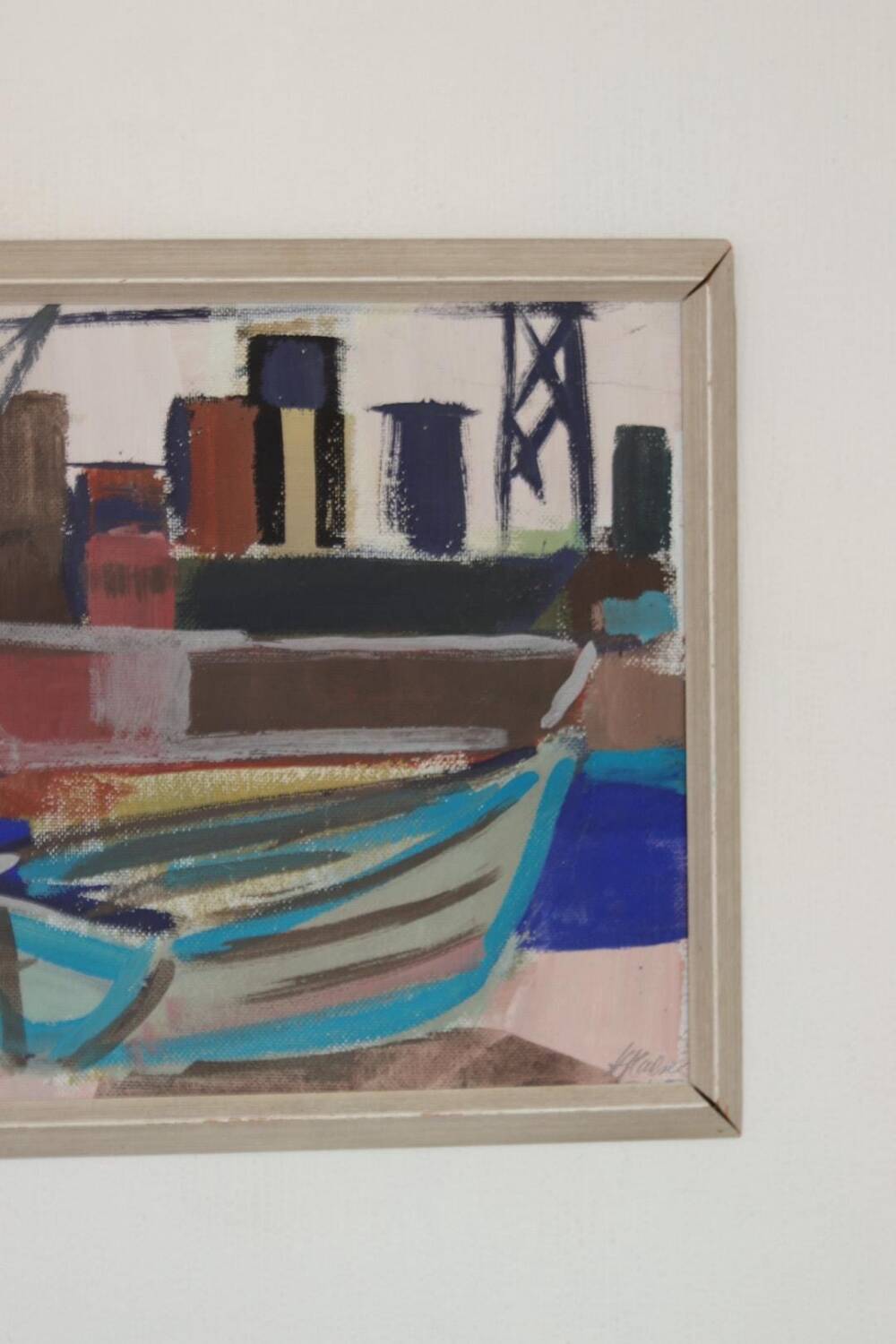 Swedish Oil on Panel – “Harbour Motif with Boats” by Hannes Glaeser