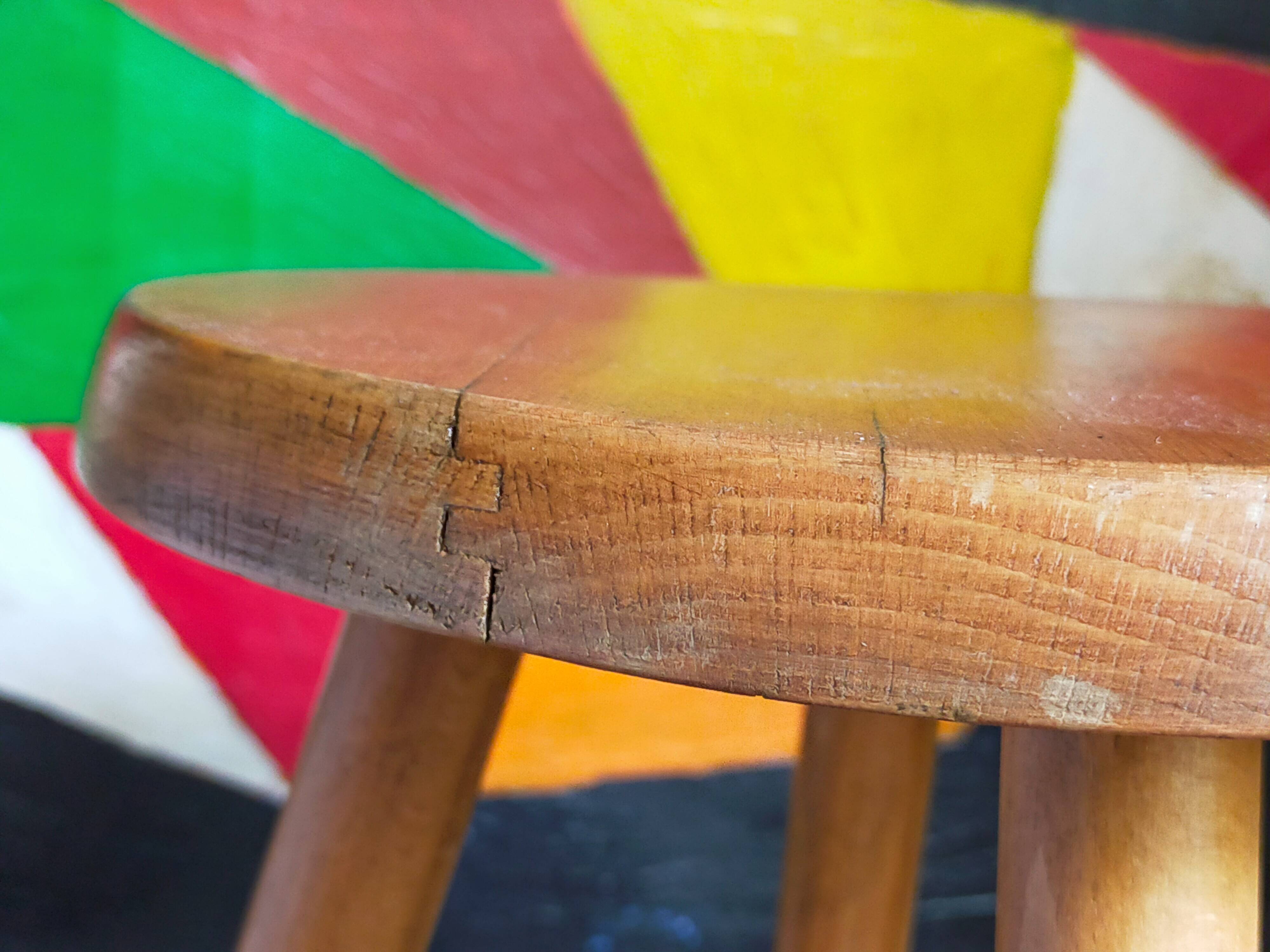 Vintage blond wooden stool