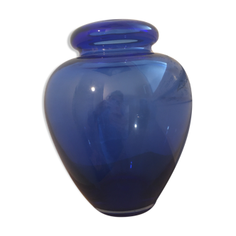 Vase verre bleu