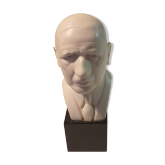 Bust in platter and general marble de Gaulle signed A.G