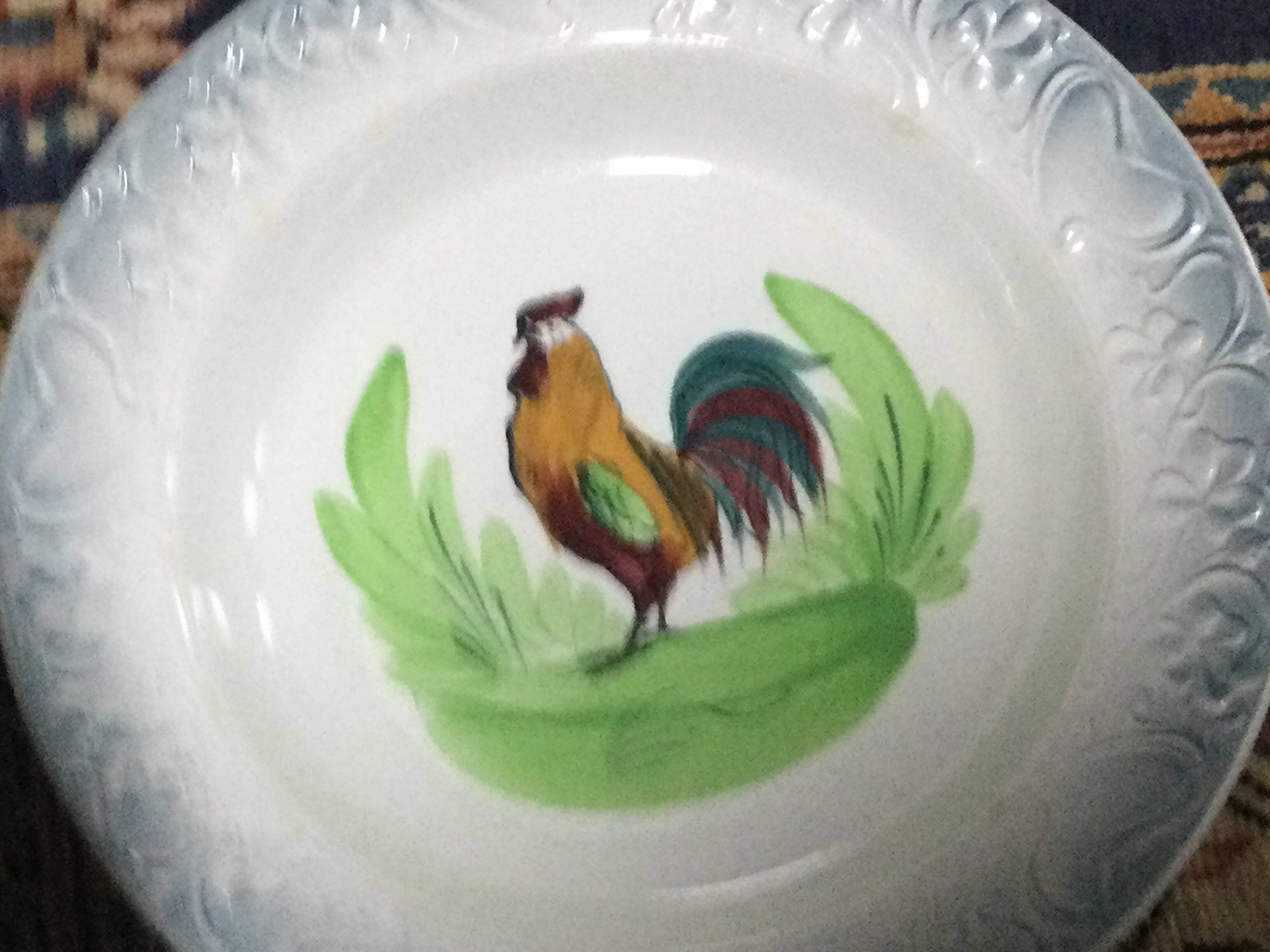 Art Nouveau dish 1908-1932 rooster decor
