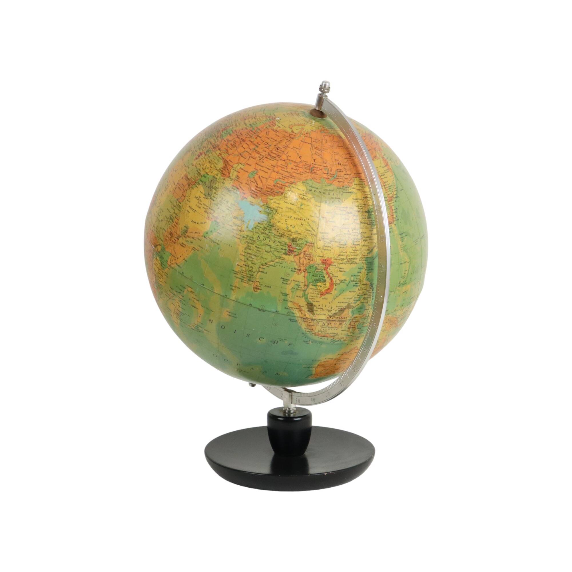 Vintage Globe Oak Basic Political Globe Hermann Haack 1970s