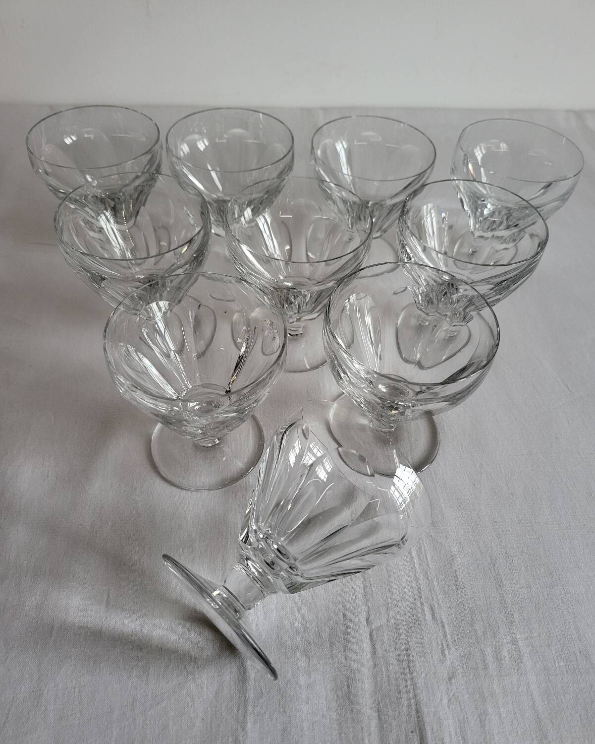 BACCARAT 10 Verres à vin en Cristal Modèle Périgord - Signé