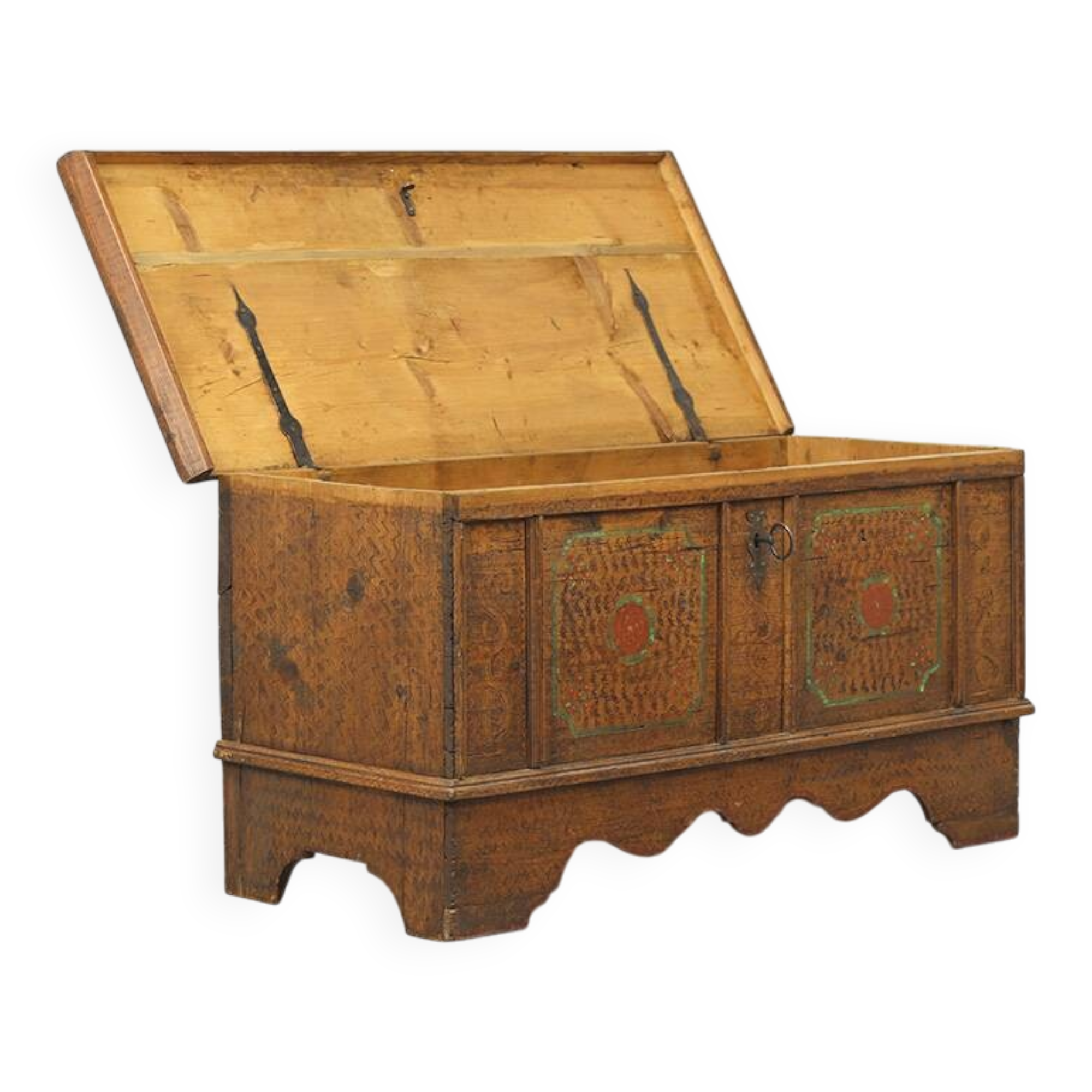 Antique Folk Art Painted bridal chest 1737