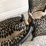 Restored Louis XV-style leopard convertible chairs