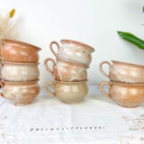 8 cups in vintage enamelled stoneware