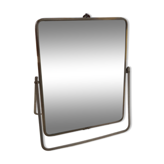 Miroir de barbier 19ème sur pied 34×27 cm