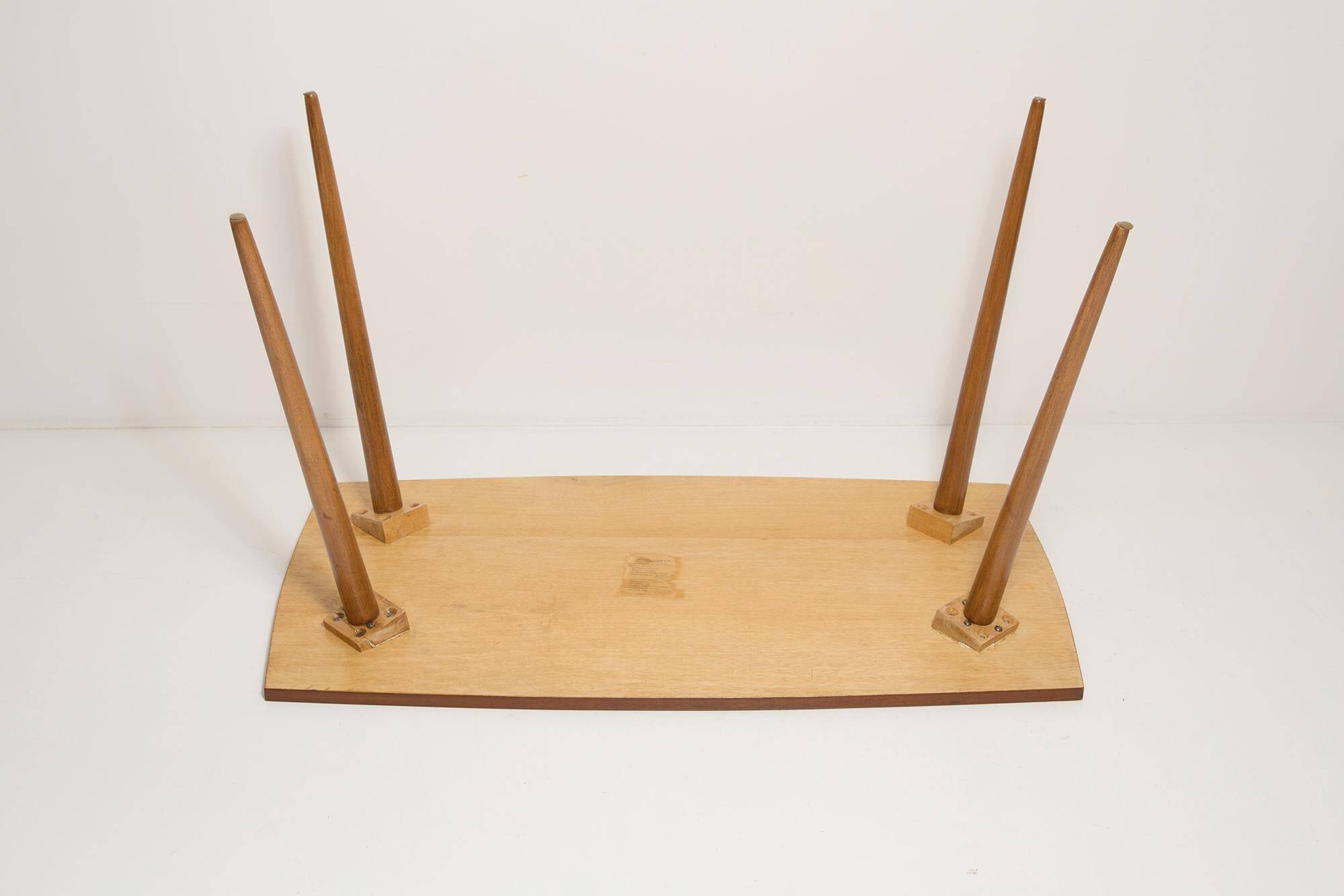 Antique mid-century coffee table, vintage, hand-painted beech wood, Germany, 1960s.