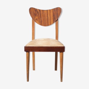 Chaise bois avec assise skaï vintage, chaise d'appoint, chaise vintage, décoration intérieur, chair