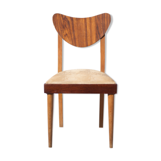 Chaise bois avec assise skaï vintage, chaise d'appoint, chaise vintage, décoration intérieur, chair