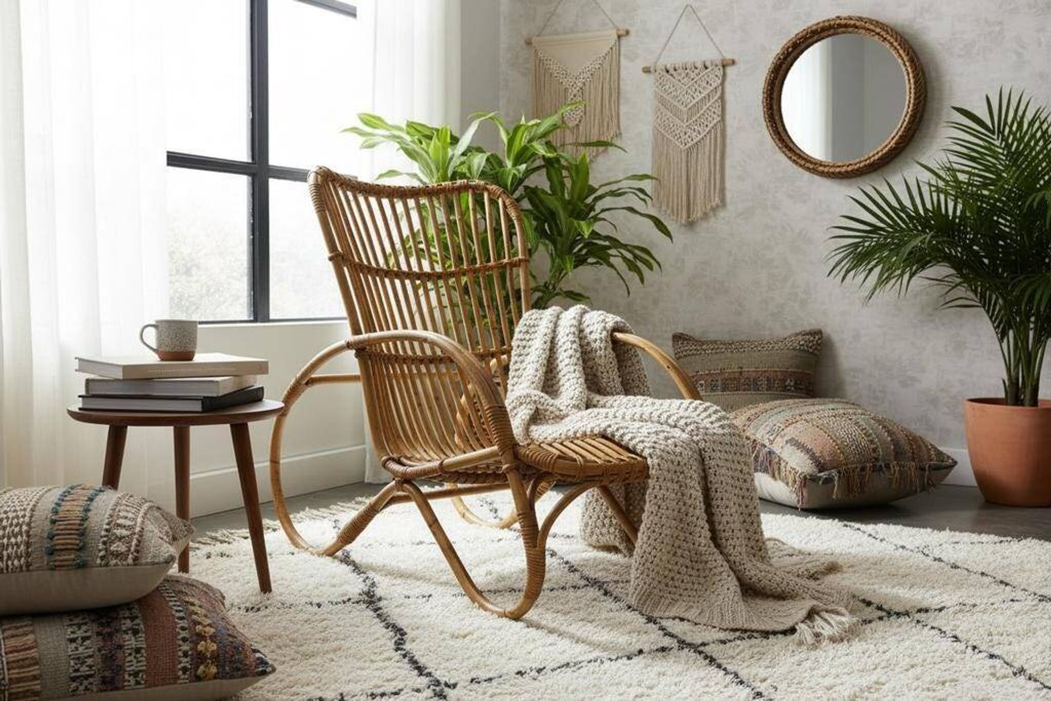 Fauteuil vintage en rotin / fauteuil une place / chaise lounge