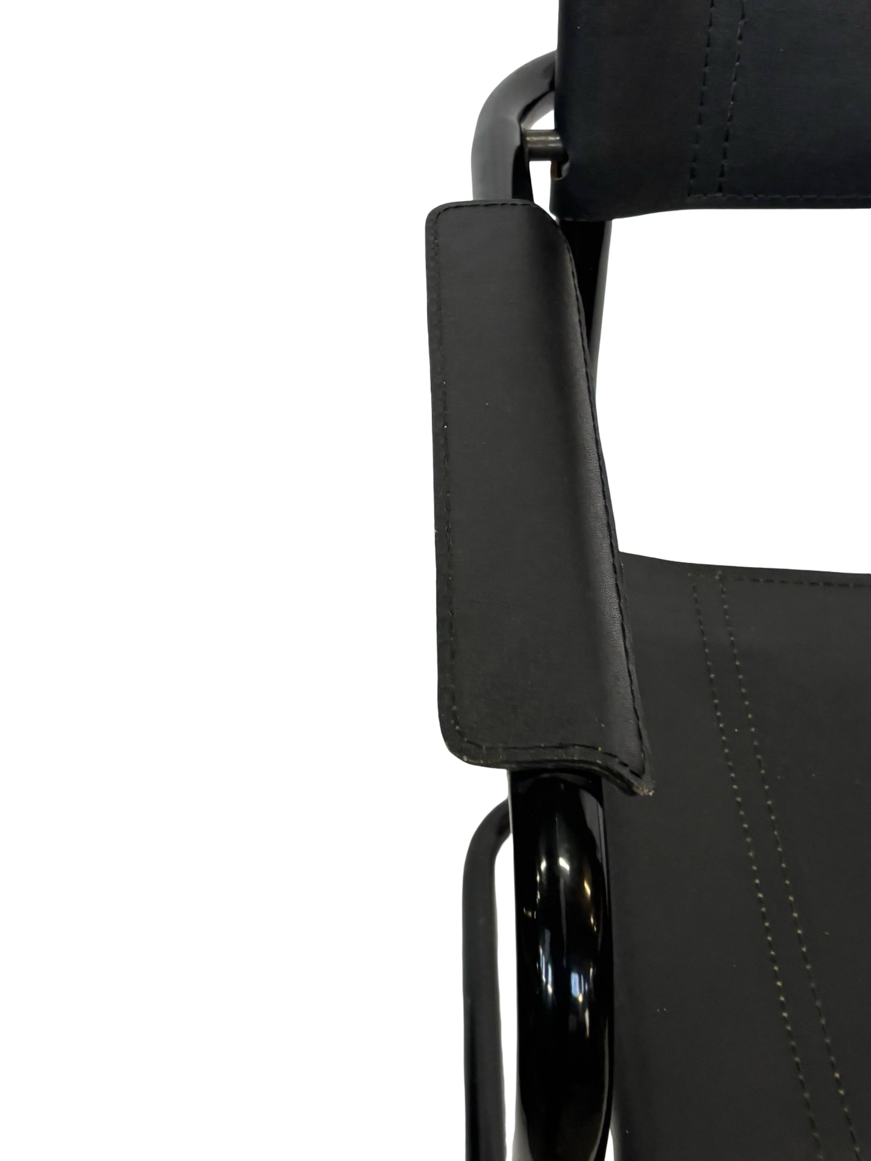 Set of 4 Bauhaus cantilever chairs in black imitation leather design