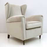 Attributed Gio Ponti Mid-Century Modern Italian Velvet Armchairs, 1950s