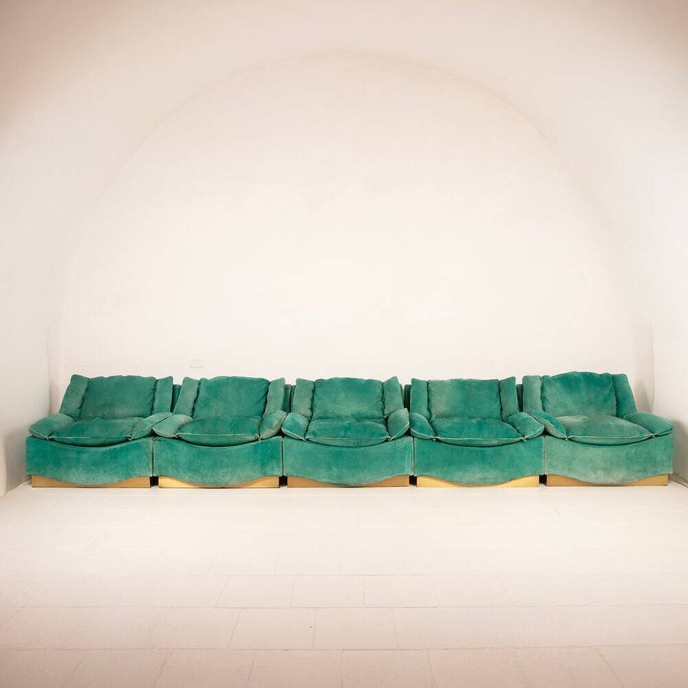 Set of 5 Stropiccio armchairs by Luciano Frigerio for Frigerio di Desio 1975