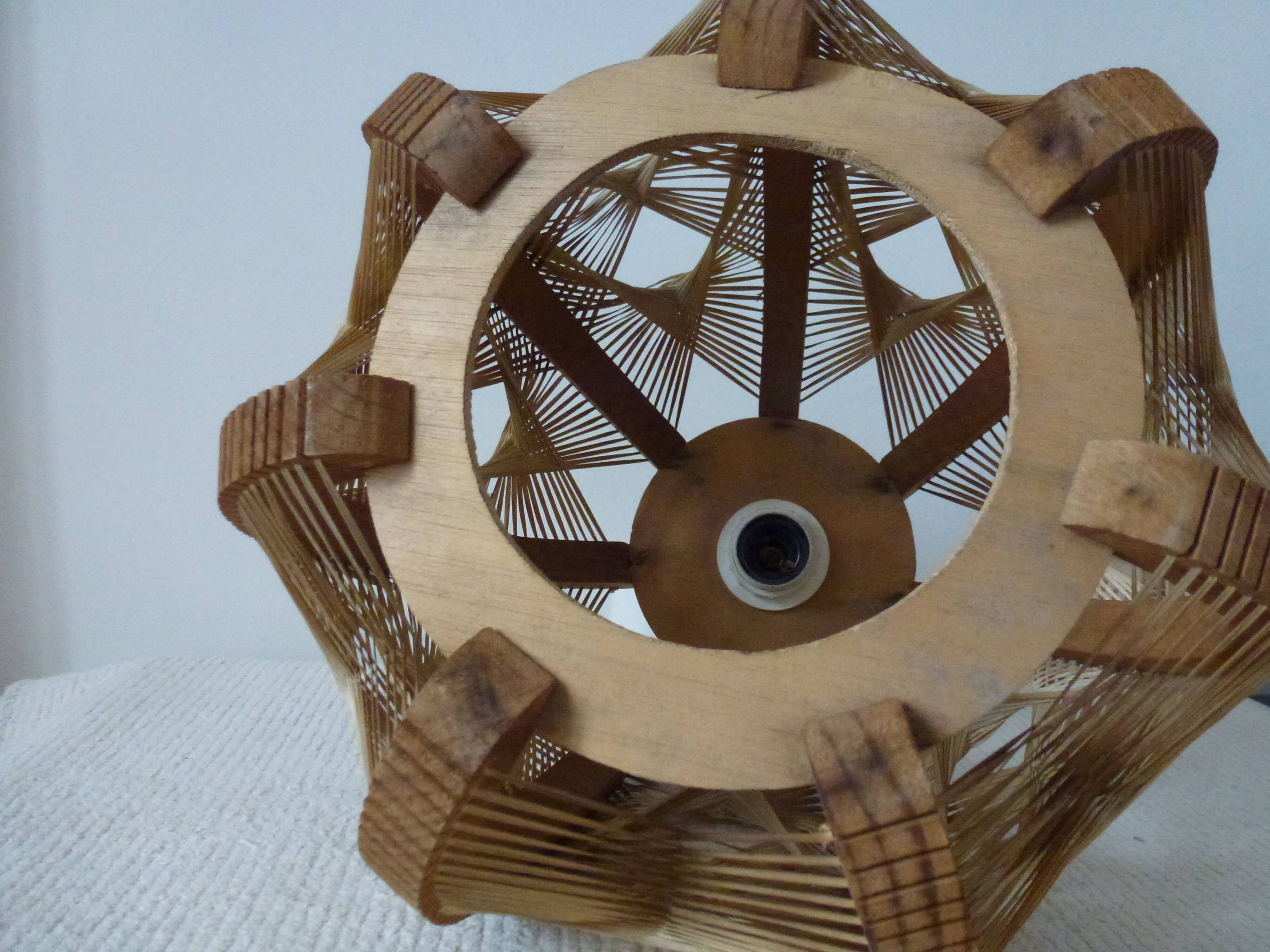 Hanging wood braided yarns Scandinavian design 60-70