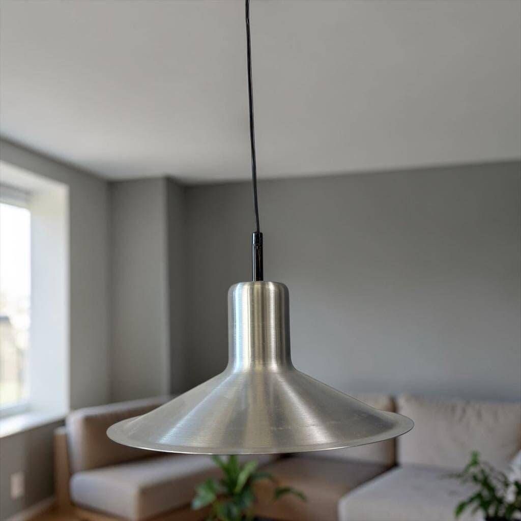 Brushed metal vintage suspension / seventies chandelier