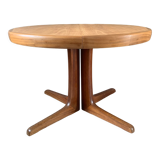 Table scandinave ronde vintage à pied central étoile extensible, éditée par baumann