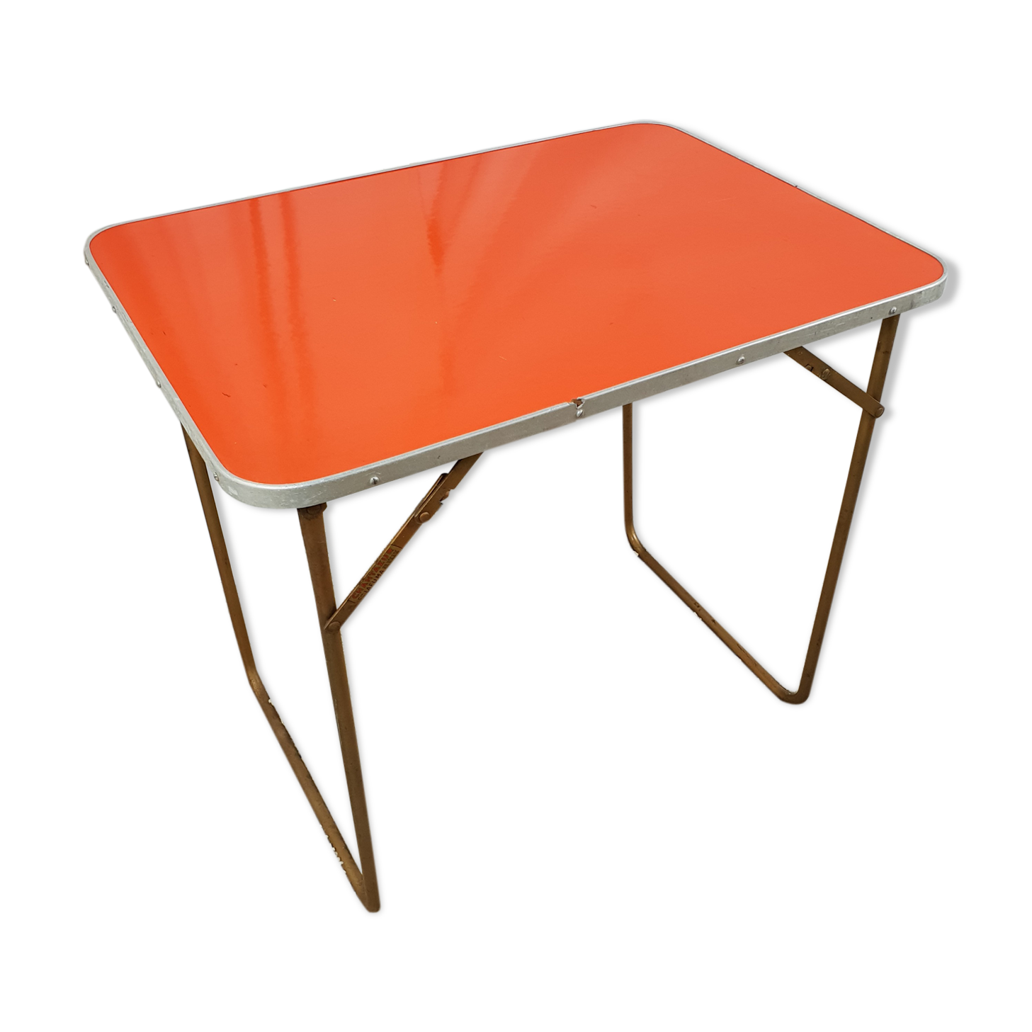 Camping folding orange Lafuma Chantazur 70's table