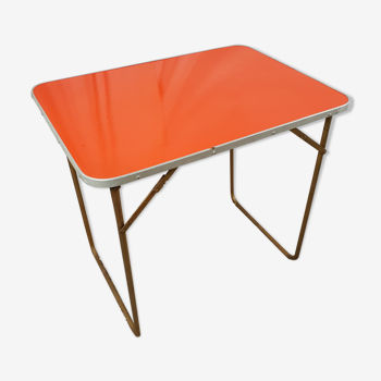 Table camping pliante orange Chantazur Lafuma années 70