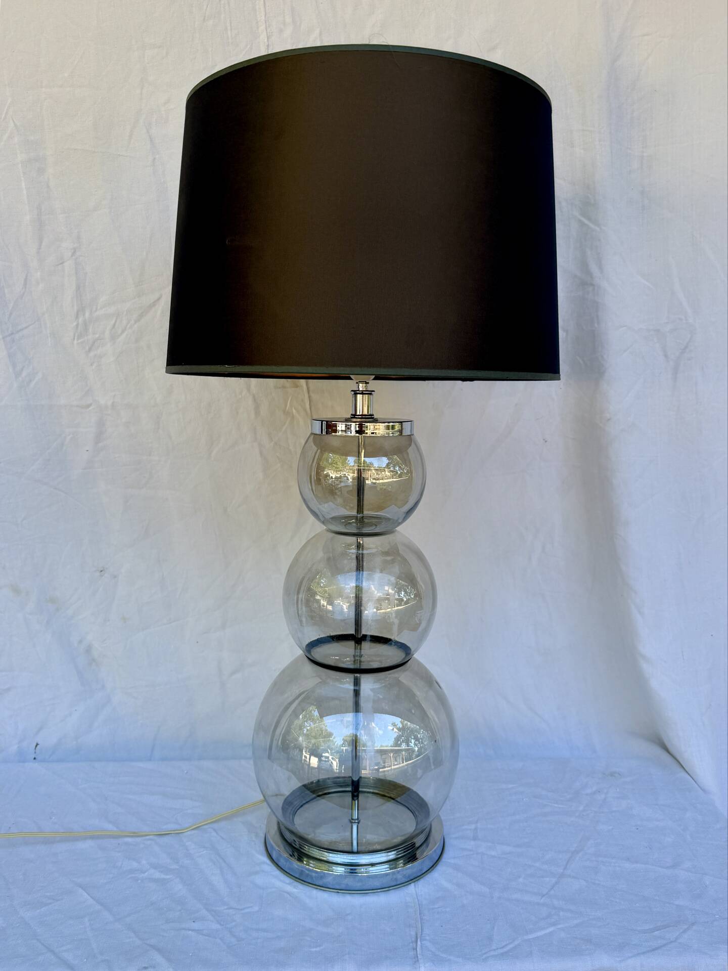 Large glass table lamp Delmas 1970