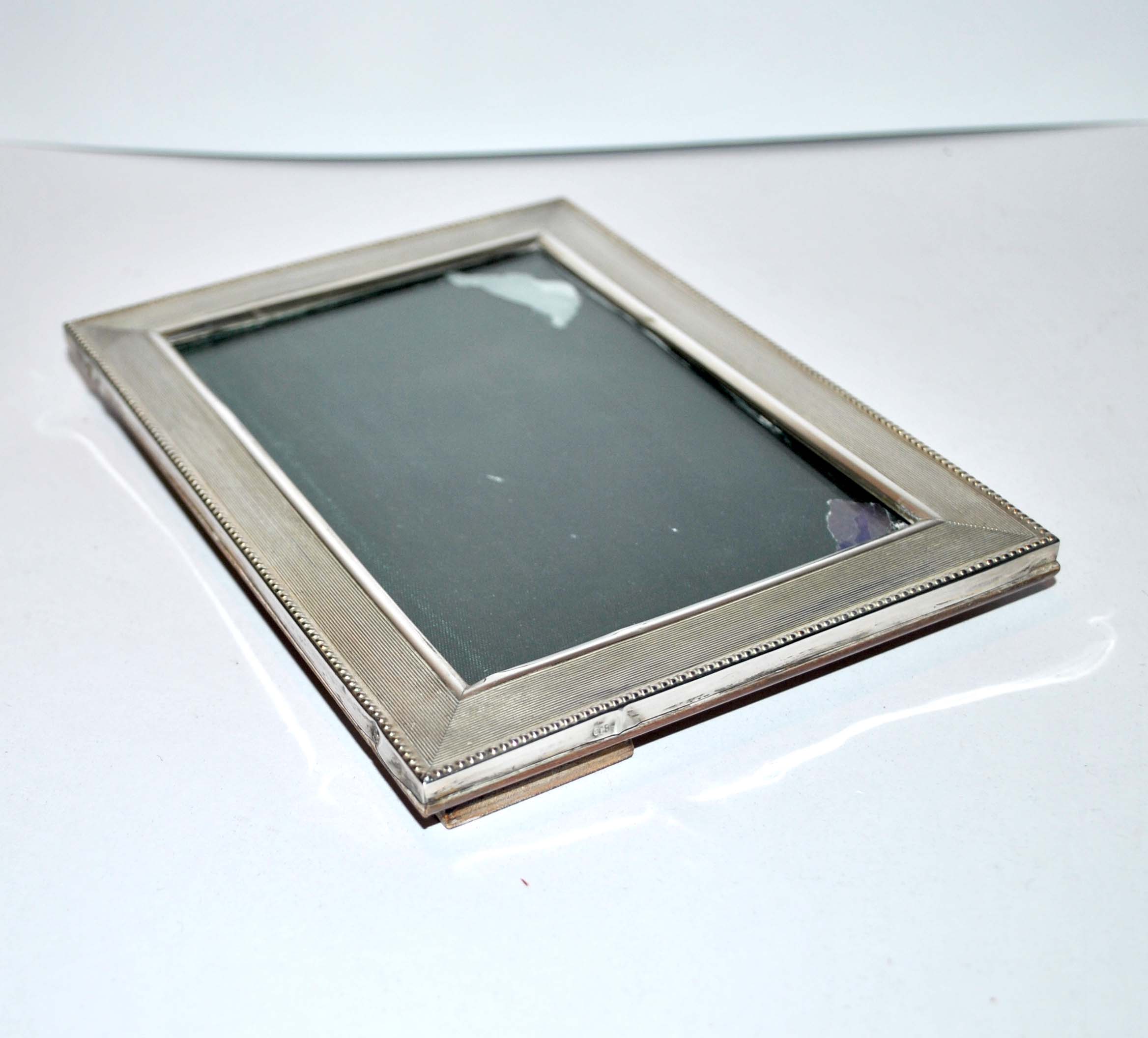 Old photo frame in solid silver - hallmark 800 - guilloche pearl frame 12x16.5