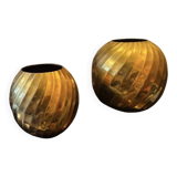 Antique Art Deco round vases Brass