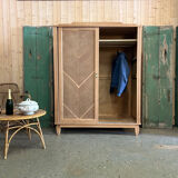 Armoire coulissante vintage en chêne brut